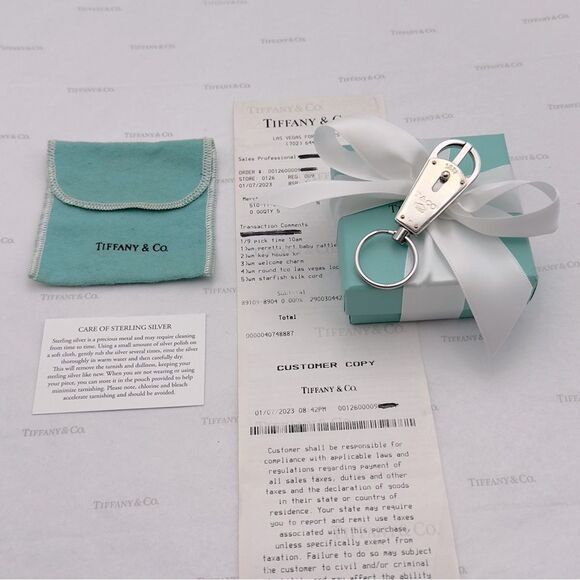 Tiffany & Co. Makers Valet Key Ring in Sterling Silver Stainless Steel Keychain - Picture 9 of 9